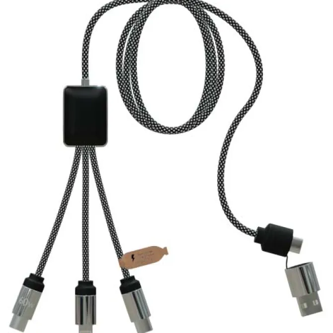 SCX.design C33 kabel do ładowania typu C o mocy 60 W z podwójnym podświetlanym logo / Melanż czarny 2PX21390