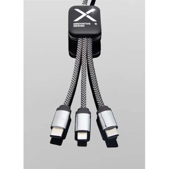 SCX.design C33 kabel do ładowania typu C o mocy 60 W z podwójnym podświetlanym logo / Melanż czarny 2PX21390