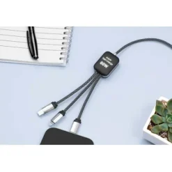 SCX.design C33 kabel do ładowania typu C o mocy 60 W z podwójnym podświetlanym logo / Melanż czarny 2PX21390