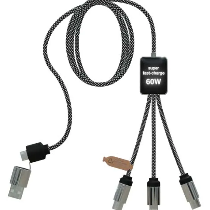 SCX.design C33 kabel do ładowania typu C o mocy 60 W z podwójnym podświetlanym logo / Melanż czarny 2PX21390