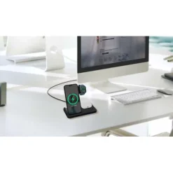 SCX.design W28 bezprzewodowa baza ładująca 3 w 1 ze stojakiem na telefon / Czarny 2PX13590