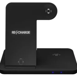 SCX.design W28 bezprzewodowa baza ładująca 3 w 1 ze stojakiem na telefon / Czarny 2PX13590