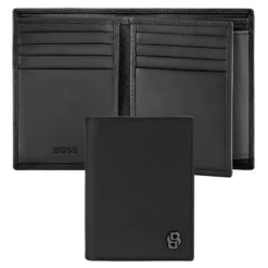 Składany portfel na karty and money pocket Double B Saffiano Grey / Czarny HLG526A