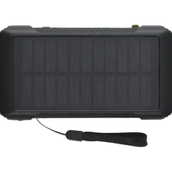 Soldy powerbank solarny o pojemności 10 000 mAh z dynamem wykonany z tworzyw sztucznych pochodzących z recyklingu z certyfika / Zieleń wojskowa 12434664
