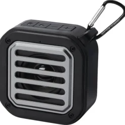 Solo plastikowy głośnik solarny Bluetooth® IPX5 o mocy 3 W z karabińczykiem wykonany z tworzywa pochodzącego z recyklingu z c / Czarny 12434790