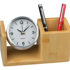 Stojak biurkowy z zegarem VERNON / Beżowy 2315413
