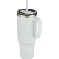 Sydney miedziany kubek próżniowy z podwójnymi ściankami, ze słomką, z certyfikatem RCS 1200 ml / Czarny 10080290