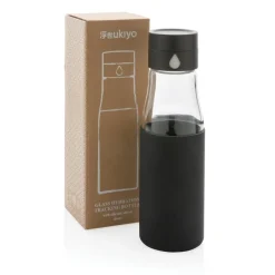 Szklana butelka 650 ml Ukiyo, monitorująca ilość wypitej wody / Czarny P436.721