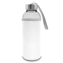 Szklana butelka 420 ml w pokrowcu | Bob / Biały V0462-02
