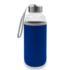 Szklana butelka 420 ml w pokrowcu | Bob / Błękitny V0462-23