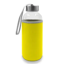 Szklana butelka 420 ml w pokrowcu | Bob / żółty V0462-08
