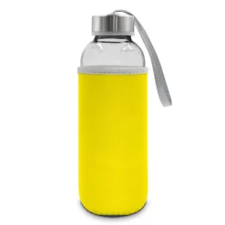 Szklana butelka 420 ml w pokrowcu | Bob / żółty V0462-08