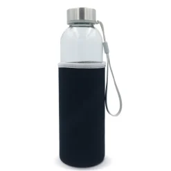 Szklana butelka na wodę z rękawem 500ML / Transparentny / ciemnoniebieski LT98822-N0410