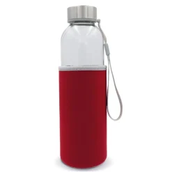 Szklana butelka na wodę z rękawem 500ML / Transparentny / czerwony LT98822-N0421