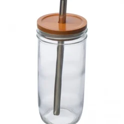 Szklanka z pokrywką i słomką 650 ml BENEDYKT / Przeźroczysty 8384266