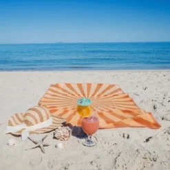 Szybkoschnący ręcznik plażowy R-PET 100×180 cm, sublimacja / Pomarańczowy LT97215-N0026