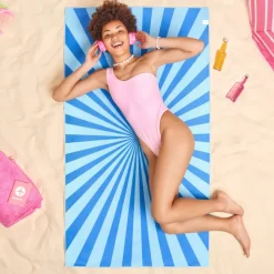 Szybkoschnący ręcznik plażowy R-PET 100×180 cm, sublimacja / Czerwony LT97215-N0021
