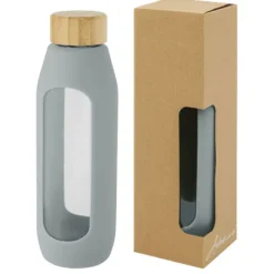 Tidan Butelka z borokrzemianowego szkła o pojemności 600 ml z silikonowym uchwytem / Szary 10066682