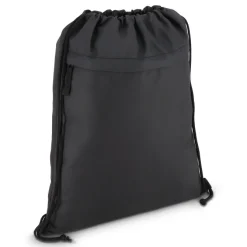 Torba ze sznurkiem z powlekanego PU R-PET 600D, wymiary 33 x 42 cm / Czarny LT91394-N0002