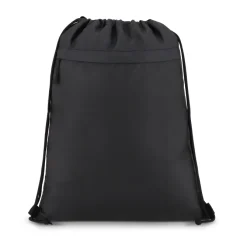 Torba ze sznurkiem z powlekanego PU R-PET 600D, wymiary 33 x 42 cm / Czarny LT91394-N0002