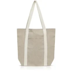 Torba z recyklingowej bawełny 300g z zewnętrzną kieszenią / DAILYBAG / Beżowy IP31117281
