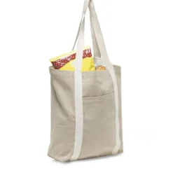 Torba z recyklingowej bawełny 300g z zewnętrzną kieszenią / DAILYBAG / Beżowy IP31117281