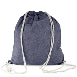 Worek ze sznurkiem i torba na zakupy z bawełny z recyklingu, 2 w 1 | Gondulfo / Niebieski V6792-11