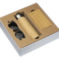 Zestaw butelka 350 ml, okulary, power bank 8000 mAh EMILIA / Biały 9242906