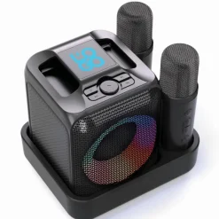 Zestaw do karaoke Singvibe, głośnik bezprzewodowy i dwa mikrofony / Czarny P331.0601