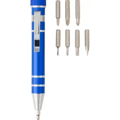 Zestaw narzędzi, śrubokręt, 8 końcówek, teleskopowa latarka 3 LED / Niebieski V8763-11
