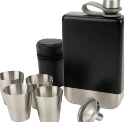 Zestaw piersiówka 266 ml, kieliszki 30 ml i lejek TAHAT Schwarzwolf / Czarny F5001200AJ303