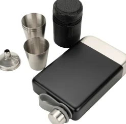 Zestaw piersiówka 266 ml, kieliszki 30 ml i lejek TAHAT Schwarzwolf / Czarny F5001200AJ303