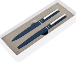 Zestaw piśmienny długopis i pióro kulkowe soft touch SAINTE-MAXIME MoLu / Granatowy 393344