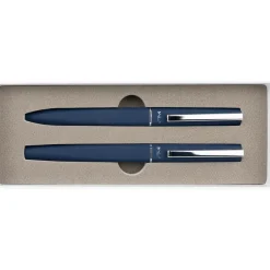 Zestaw piśmienny długopis i pióro kulkowe soft touch SAINTE-MAXIME MoLu / Granatowy 393344
