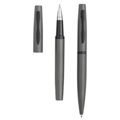 Zestaw piśmienny - metalowy długopis i pióro kulkowe / Mety / Ciemnoszary IP33037896