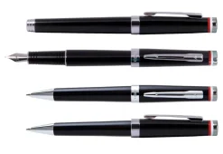 Zestaw (pióro wieczne i długopis) EXO Husaria Polska, czarny korpus, motyw flagi, wykończenia chromowane, etui Husaria / Czarny EXP1020HPSETCTFPBP-CZ