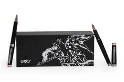 Zestaw (pióro wieczne i długopis) EXO Husaria Polska, czarny korpus, motyw flagi, wykończenia chromowane, etui Husaria / Czarny EXP1020HPSETCTFPBP-CZ