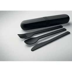Zestaw sztućców w etui z PLA / Czarny MO2743-03