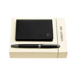 Zestaw upominkowy Cerruti 1881 etui na karty i pióro kulkowe NLF513A + NSI5895A / Czarny NPFR513A