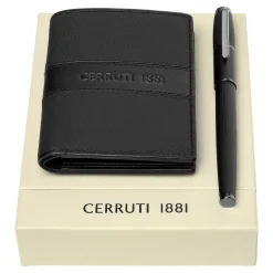 Zestaw upominkowy Cerruti 1881 portfel i pióro kulkowe - NLE406A + NSW4545A / Czarny NPER454A