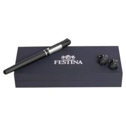 Zestaw upominkowy Festina spinki do mankietów i pióro wieczne - FJM221A + FSW3982C / Czarny FPMP398C