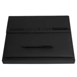 Zestaw upominkowy HUGO BOSS długopis i teczka A4 - HDF309A + HSF3904A / Czarny HPBF309A