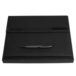 Zestaw upominkowy HUGO BOSS długopis i teczka A4 - HDF309A + HSW3784D / Czarny HPBF378D