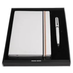 Zestaw upominkowy Hugo Boss długopis i notatnik HNH422SL + HSN2544S / Biały HPBH254G
