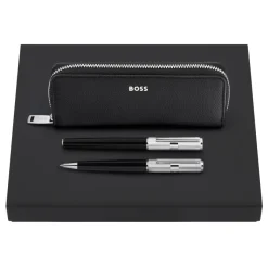 Zestaw upominkowy Hugo Boss etui piśmiennicze, pióro wieczne i długopis HLU417A + HSV4722C + HSV4724C / Czarny HPBPU472C