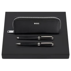 Zestaw upominkowy Hugo Boss etui piśmiennicze, pióro wieczne i długopis HLU417A + HSS4612A + HSS4614A / Czarny HPBPU461A