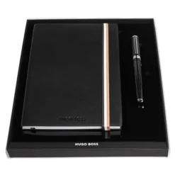 Zestaw upominkowy HUGO BOSS pióro wieczne i notes A5 - HNH321AL + HSN2542A / Czarny HPHP254A