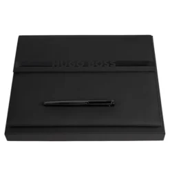 Zestaw upominkowy HUGO BOSS pióro kulkowe i teczka A4 - HDF309A + HSW3675D / Czarny HPFR367D