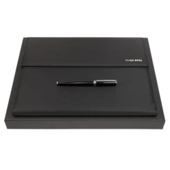 Zestaw upominkowy HUGO BOSS pióro wieczne i teczka A4 - HDF210A + HSN2542A / Czarny HPFP210A
