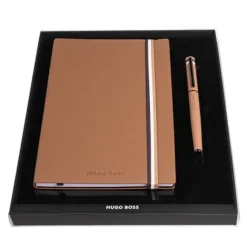 Zestaw upominkowy HUGO BOSS pióro kulkowe i notes A5 - HNH321XL + HSG3525X / Camel HPHR352X